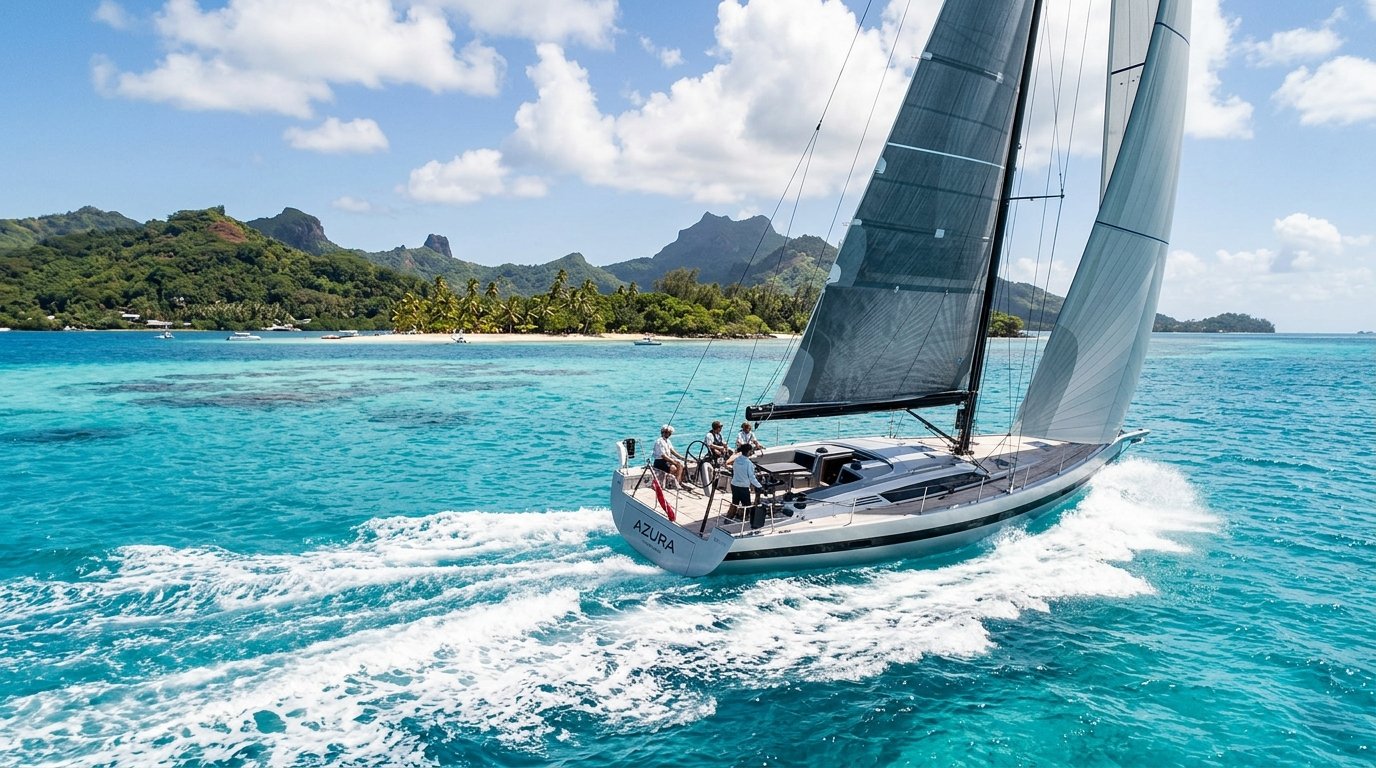 Performance Sailing Yacht On Ocean